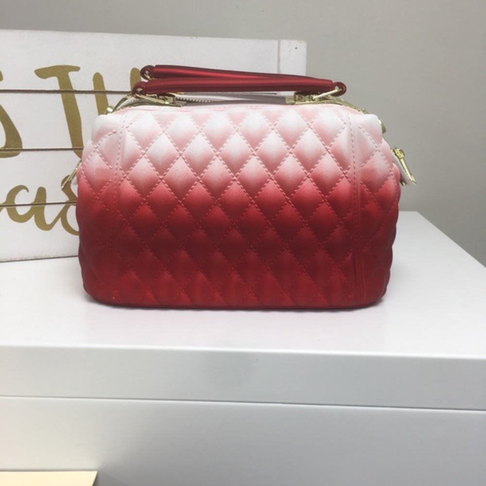 Fashion Jelly Bag Quilted Red White Ombré Satchel Crossbody